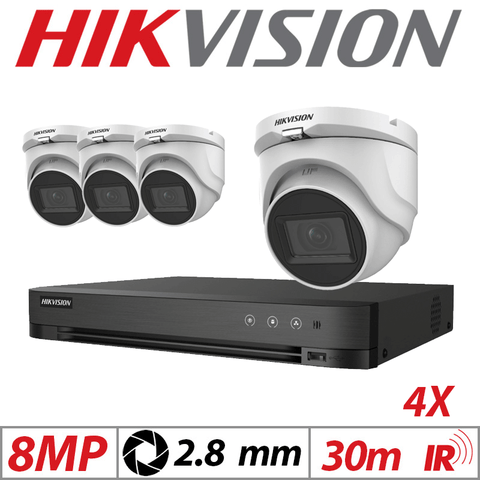 Hikvision 8MP 8CH 4X 4-in-1 Turret Camera 2.8mm White
