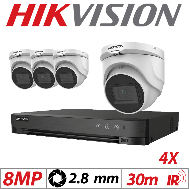 8MP 8CH Hikvision 4x 4in1 Fixed Turret Camera 2.8mm