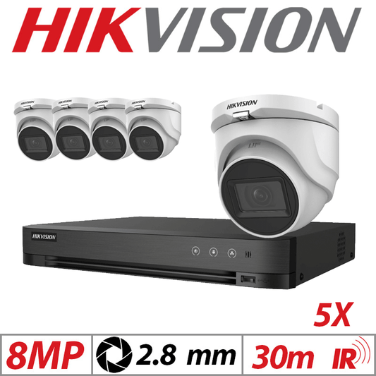 Hikvision 8MP 8CH 5X 4-in-1 Turret Camera 2.8mm White