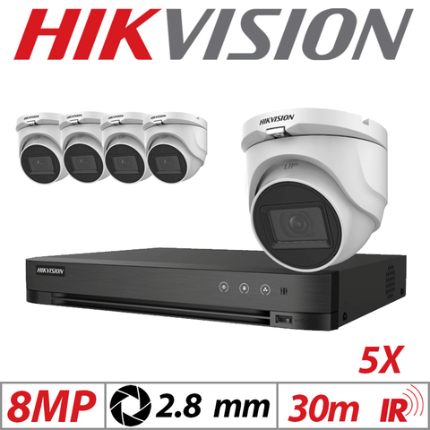 Hikvision 8MP 8CH 5X 4-in-1 Turret Camera 2.8mm White