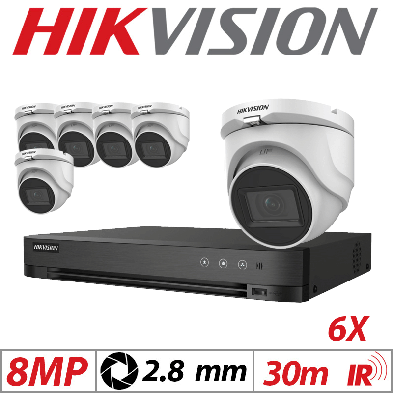 Hikvision 8MP 8CH 6X 4-in-1 Turret Camera 2.8mm White