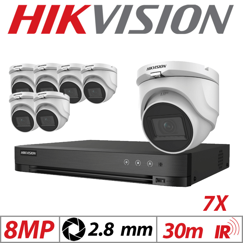 Hikvision 8MP 8CH 7X 4-in-1 Turret Camera 2.8mm White