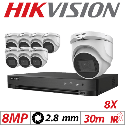 8MP 16CH HIKVISION - 8X 4IN1 FIXED TURRET CAMERA 2.8MM WHITE DS-2CE76U1T-ITMF