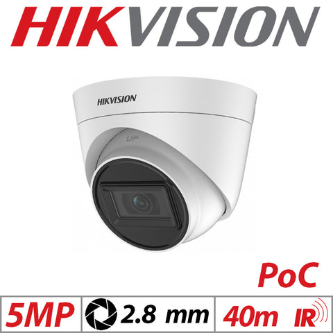 5MP 4-in-1 PoC Fixed Turret Cam – Hikvision, 2.8mm White