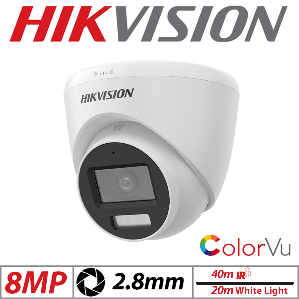 8MP ColorVu Dome Cam – Hikvision, Smart Hybrid Light 2.8mm White