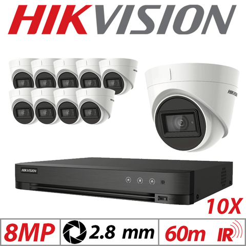 8MP 16CH Hikvision 10x 4-in-1 Turret Camera 2.8mm White