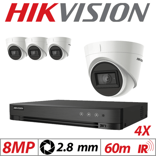 Hikvision 8MP 4CH Kit 4x 4-in-1 Fixed Turret Cameras 2.8mm