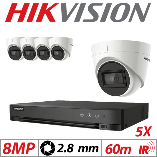 Hikvision 8MP 8CH 5X 4-in-1 Turret Camera 2.8mm White