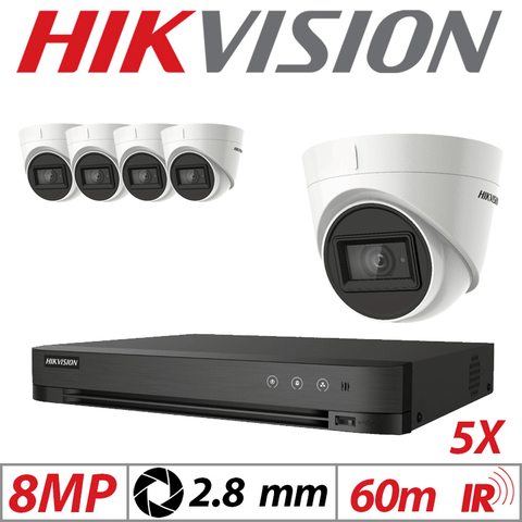Hikvision 8MP 8CH 5X 4-in-1 Turret Camera 2.8mm White
