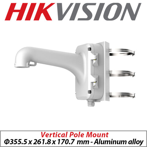 Hikvision Vertical Pole Mount with Junction Box for PTZ White