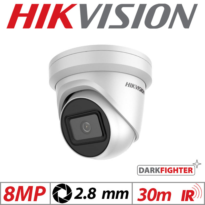Hikvision 8MP DarkFighter Fixed Turret Camera 2.8mm White G1