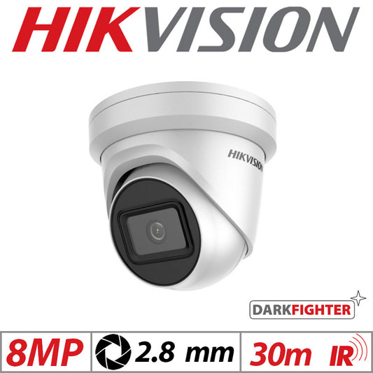Hikvision 8MP DarkFighter Fixed Turret Camera 2.8mm White G1