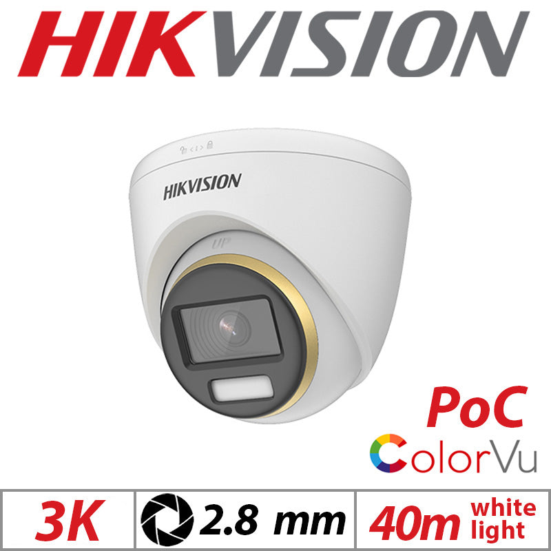 Hikvision 3K ColorVu PoC Low-Light Turret – 2.8mm White