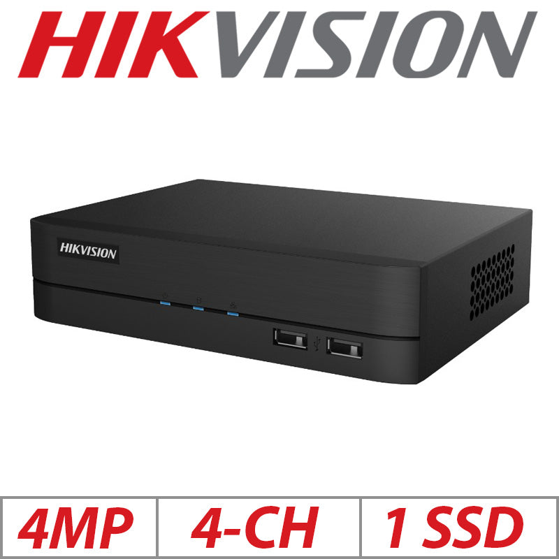 4MP 4CH Hikvision 1U Turbo HD DVR – H.265, 1TB SSD