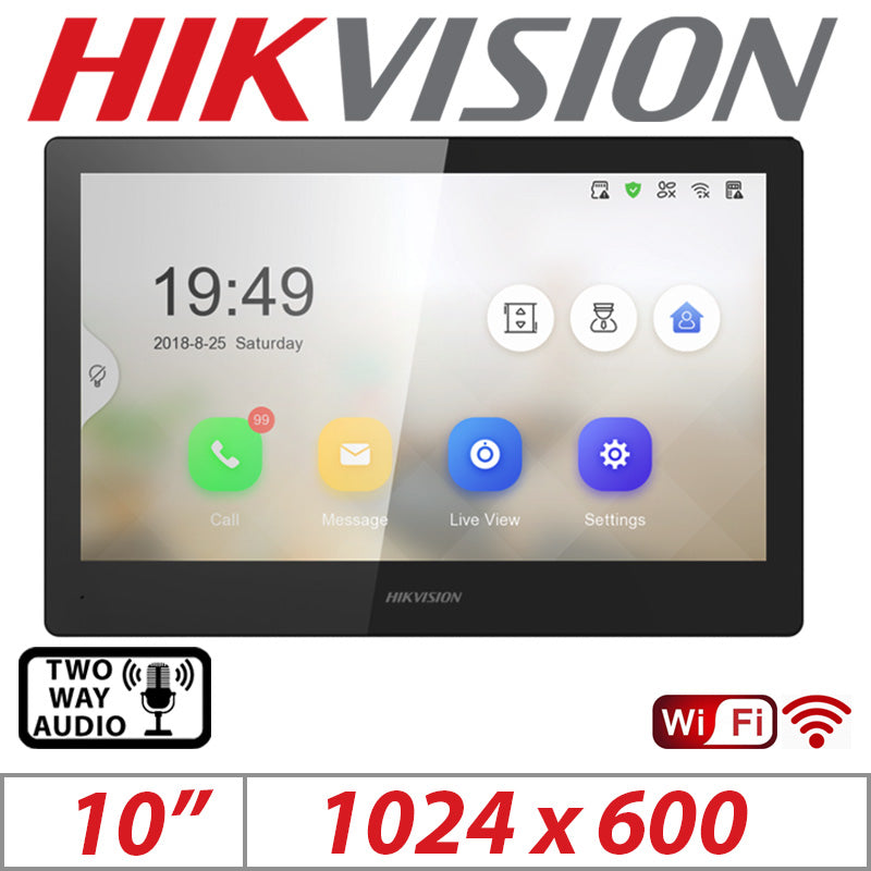 10″ Hikvision Touch Screen Indoor Video Intercom DS-KH8520-WTE1