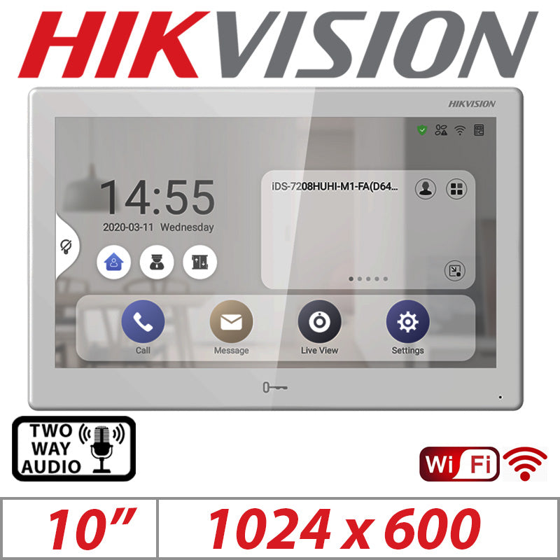 10″ Hikvision Touch Screen Indoor Video Intercom DS-KH9510-WTE1-B