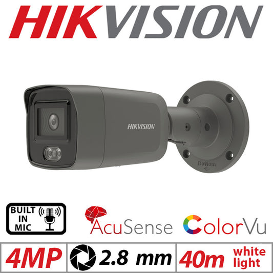 Hikvision 4MP ColorVu AcuSense Bullet Camera 2.8mm Grey G1