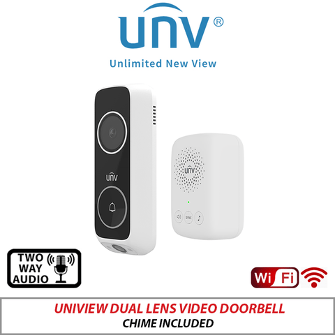 Uniview Dual-Lens Video Doorbell with Chime ED-525B-WB-KIT