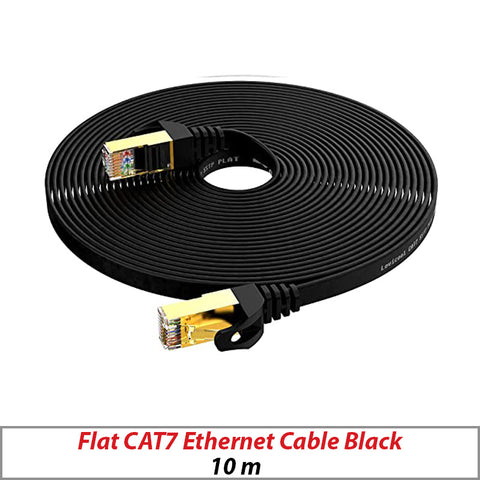 LAN CABLE FLAT CAT7 ETHERNET BLACK 10M