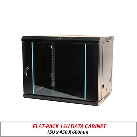 Flat-Pack 15U Wall-Mount Data Cabinet Black 15U-450