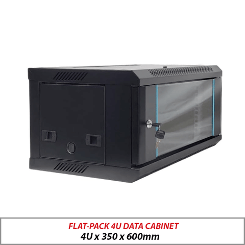 Flat-Pack 4U Wall-Mount Data Cabinet Black 4U-350