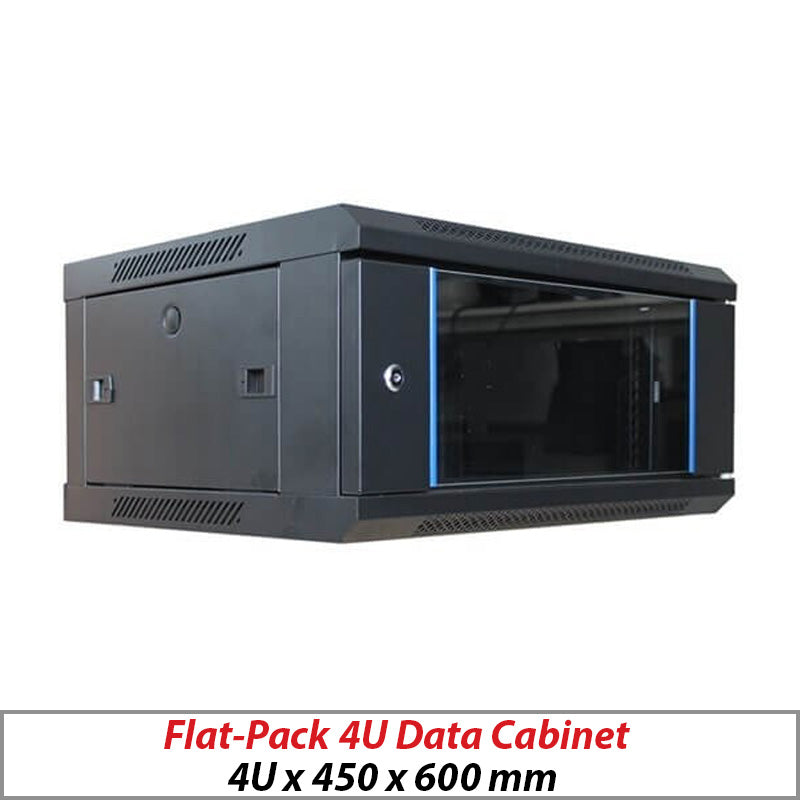Flat-Pack 4U Wall-Mount Data Cabinet Black 4U-450