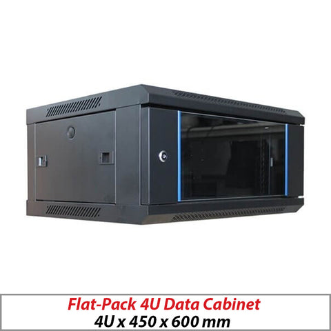 Flat-Pack 4U Wall-Mount Data Cabinet Black 4U-450