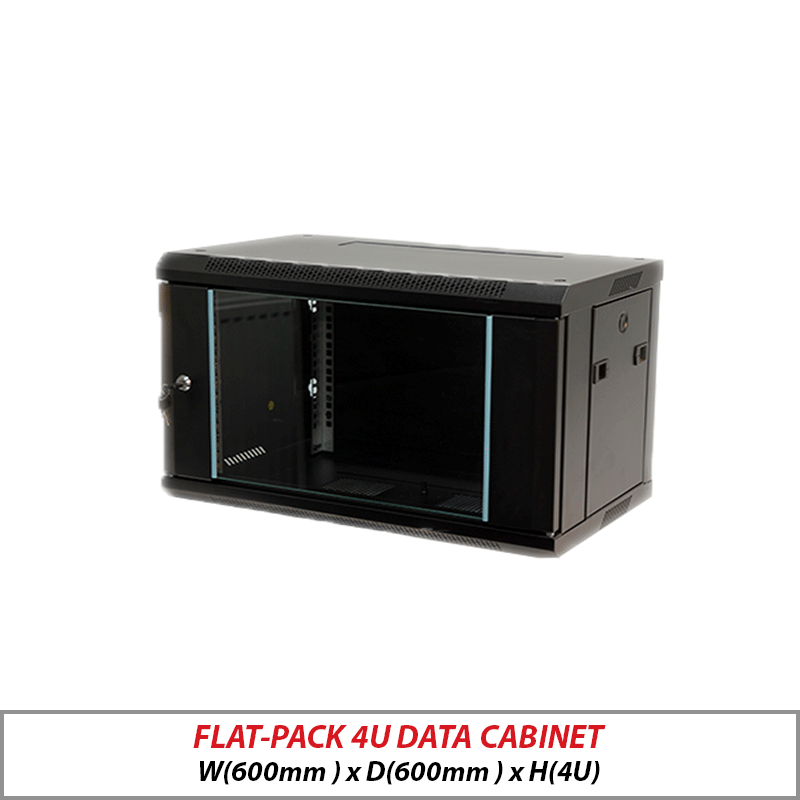 Flat-Pack 4U Wall-Mount Data Cabinet Black 4U-600