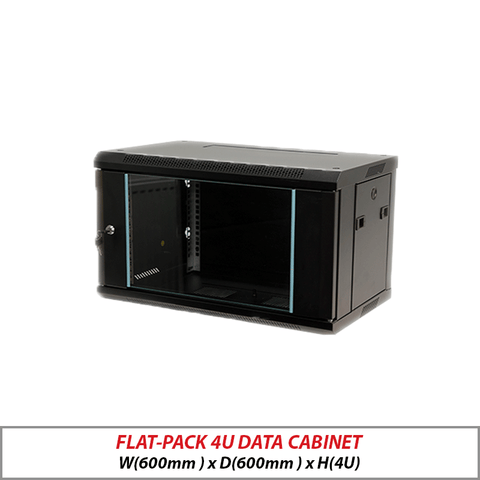 Flat-Pack 4U Wall-Mount Data Cabinet Black 4U-600