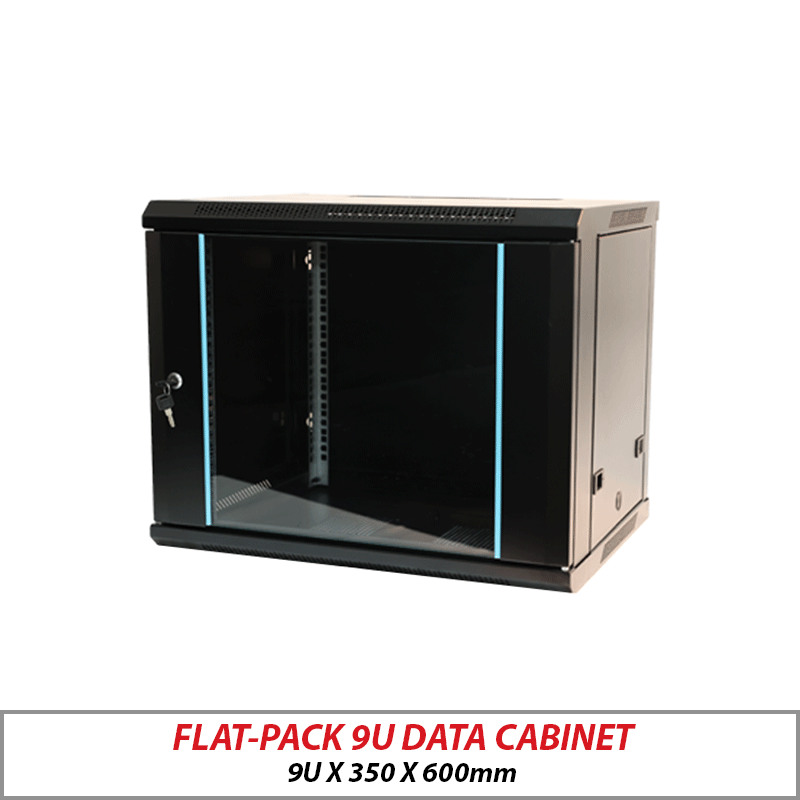 Flat-Pack 9U Wall-Mount Data Cabinet Black 9U-350