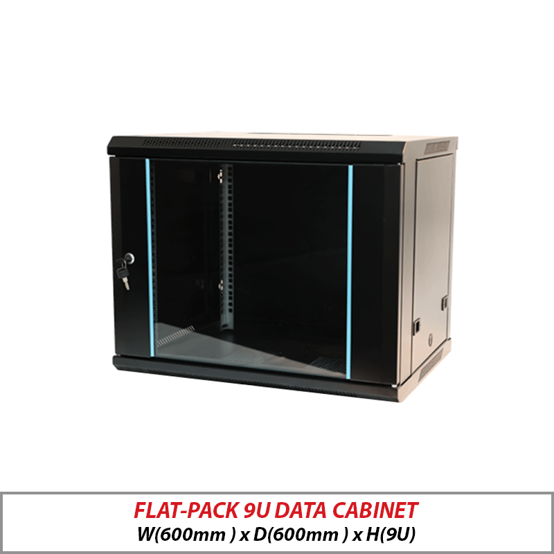 Flat-Pack 9U Wall-Mount Data Cabinet Black 9U-600