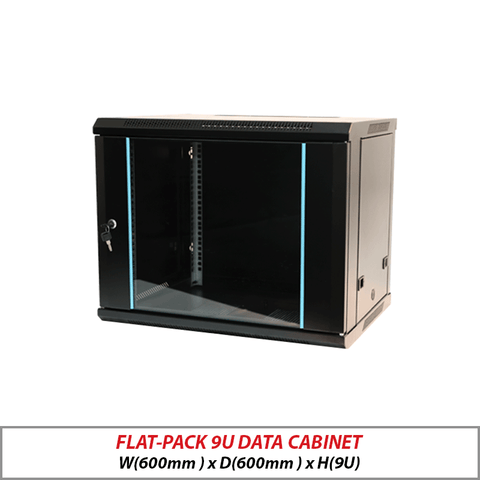 Flat-Pack 9U Wall-Mount Data Cabinet Black 9U-600