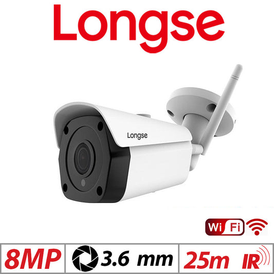 8MP LONGSE OUTDOOR FIXED BULLET WIFI IP CAMERA 3.6MM GRADED ITEM