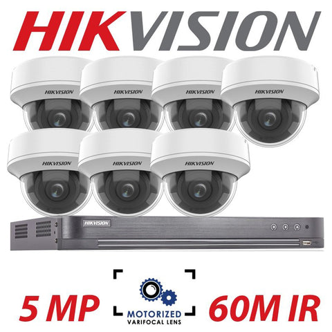 5MP 8CH Hikvision 7x Ultra Low Light Motorised Dome Kit