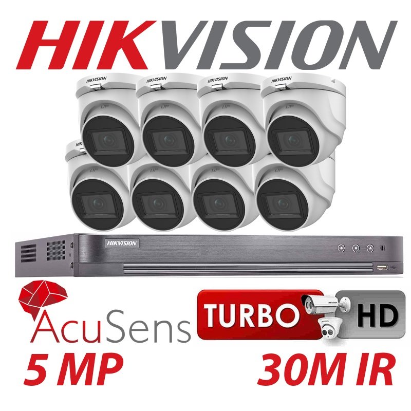 5MP 8CH HIKVISION DOME TURRET SYSTEM TURBO DVR 8X 30M EXIR CAMERA KIT BALUN