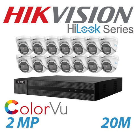 2MP 16CH HiLook ColorVu 14X 20M IR Dome Turret Camera Kit