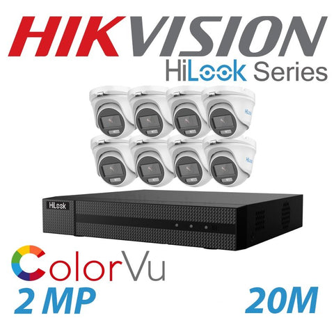 2MP 16CH HIKVISION HILOOK COLORVU 8X 20M IR DOME TURRET CAMERA KIT