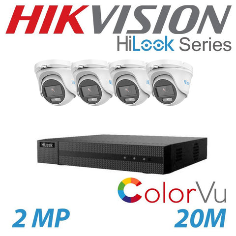 2MP 8CH HIKVISION HILOOK COLORVU 4X DOME TURRET CAMERA BALUN KIT
