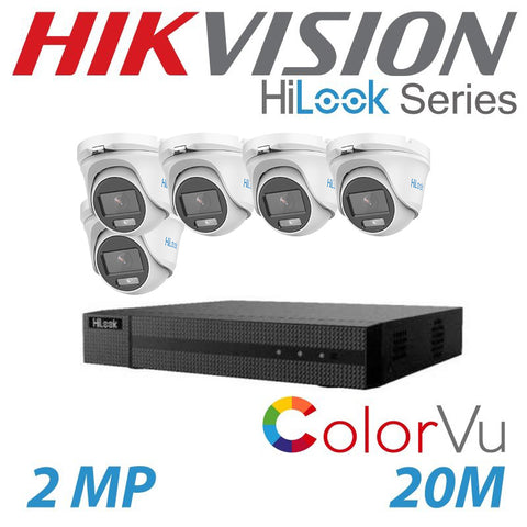 2MP 8CH HIKVISION HILOOK COLORVU 5X DOME TURRET CAMERA BALUN KIT