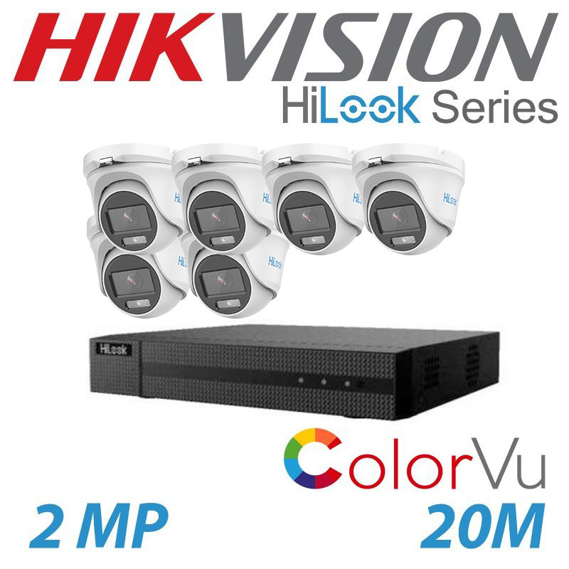 2MP 8CH HIKVISION HILOOK COLORVU 6X DOME TURRET CAMERA KIT