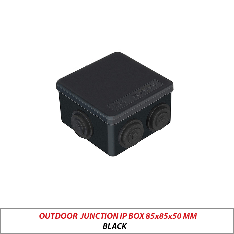 OUTDOOR JUNCTION IP BOX 85x85x50 MM BLACK