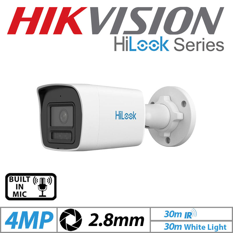 4MP HiLook ColorVu IP PoE Bullet Camera 2.8mm Smart Hybrid Light