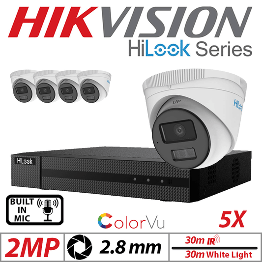 2MP 8CH Hikvision HiLook IP Kit 5x ColorVu Dome POE Cam