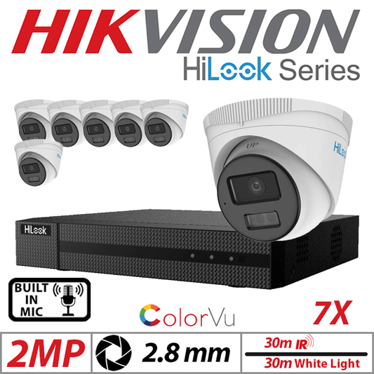 2MP 8CH Hikvision HiLook IP Kit 7x ColorVu Dome POE Cam