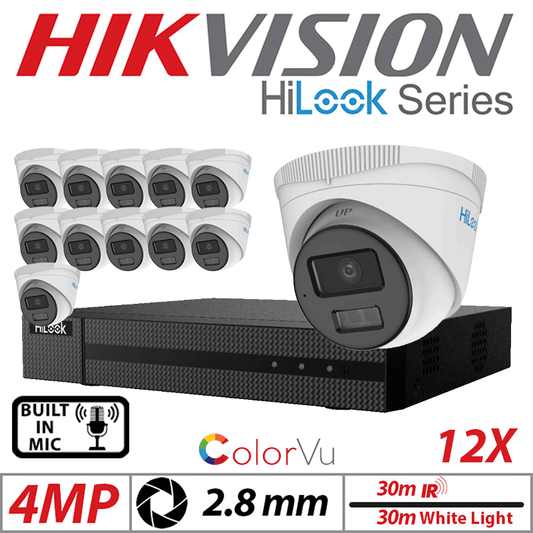 4MP 16CH HiLook 12x Dome IP PoE ColorVu Smart Light 2.8mm