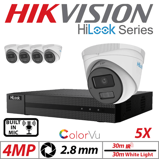 4MP 8CH Hikvision HiLook IP Kit 5x ColorVu Dome POE Cam