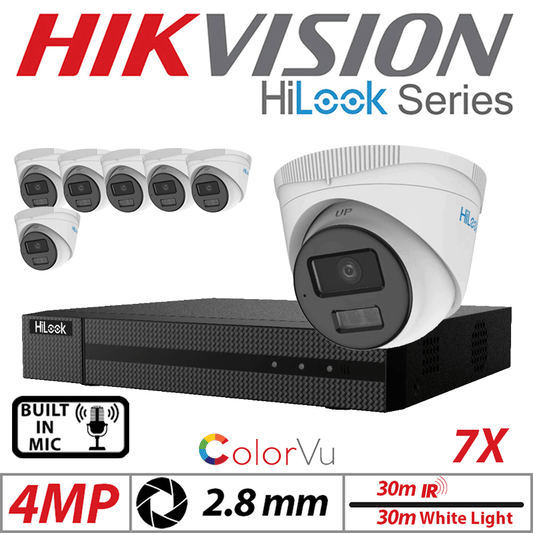 4MP 8CH Hikvision HiLook IP Kit 7x ColorVu Dome POE Cam