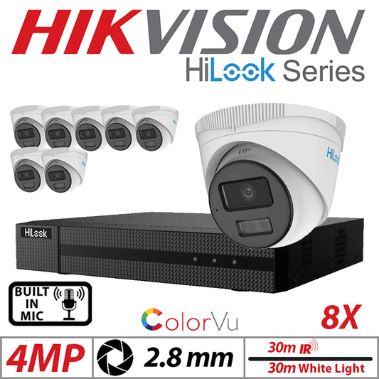 4MP 16CH HiLook 8x Dome IP PoE ColorVu Smart Light 2.8mm