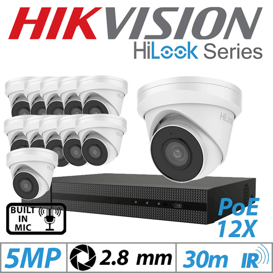 5MP 16CH Hikvision HiLook IP Kit – 12x Outdoor Dome 2.8mm