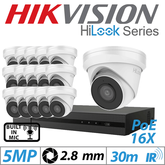 5MP 16CH Hikvision HiLook IP Kit – 16x Outdoor Dome 2.8mm